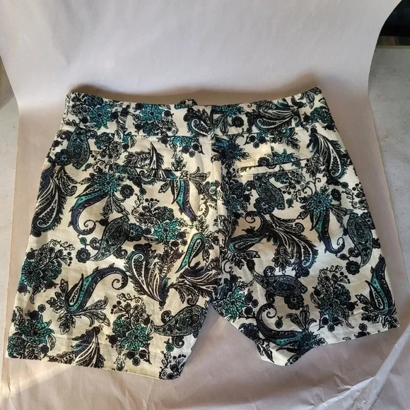 Ann Taylor Loft Shorts Women's Linen Cotton Flat Front Green White Paisley Sz 2 - Picture 10 of 11